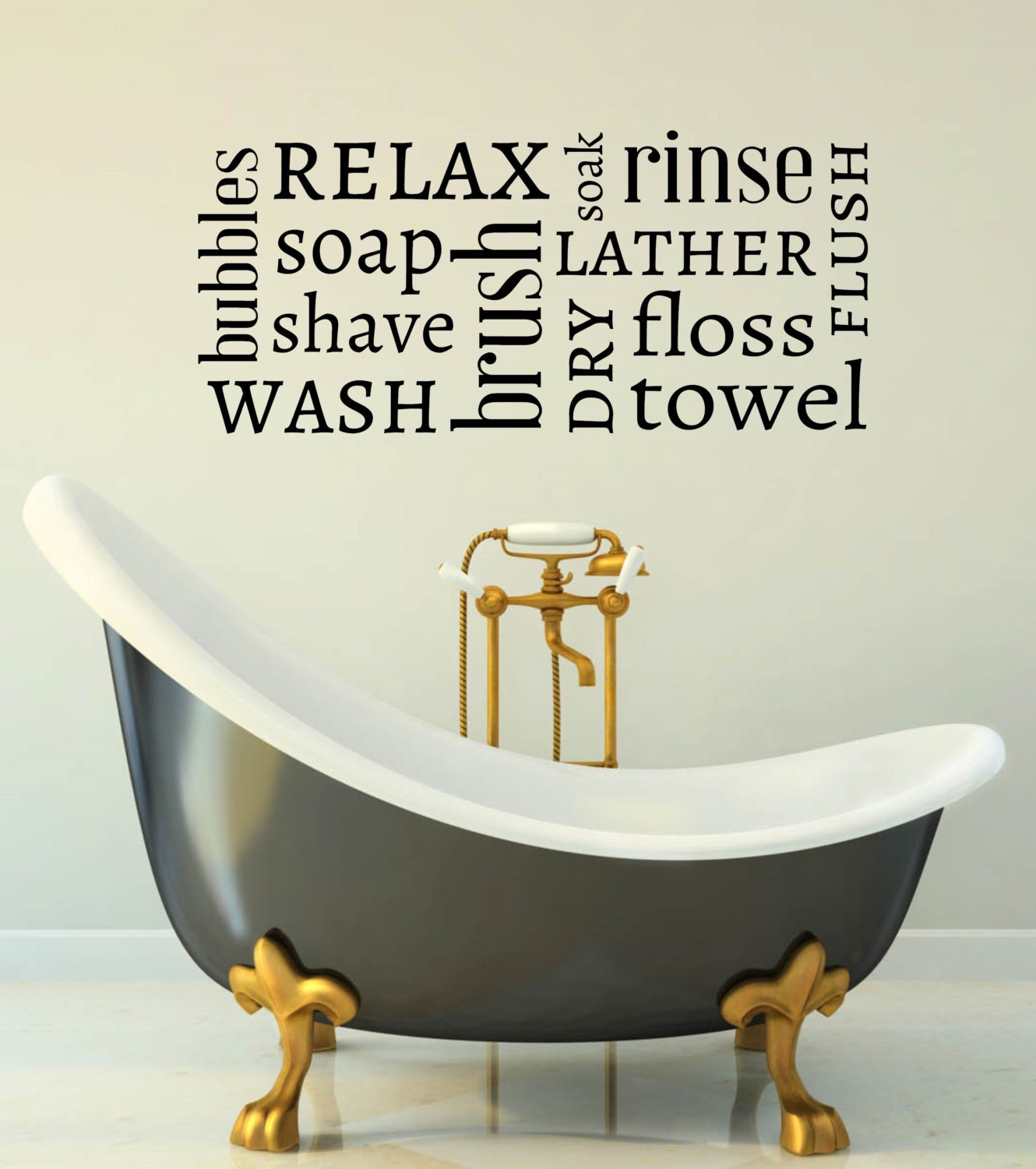 Bathroom Word Art decal wall vinyl decal home decor vinyl Etsy