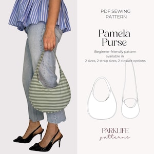 Patrón de costura de bolso para principiantes en PDF, patrón de costura de bolso fácil, bolso de hombro con solapa, tutorial de descarga instantánea