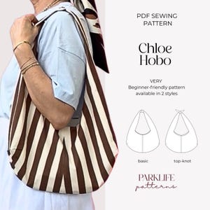 Patrón de costura para bolso hobo / Talla única / Descarga instantánea / PDF digital fácil / Bolso de mujer / Bolso de hombro / Regalo de costura