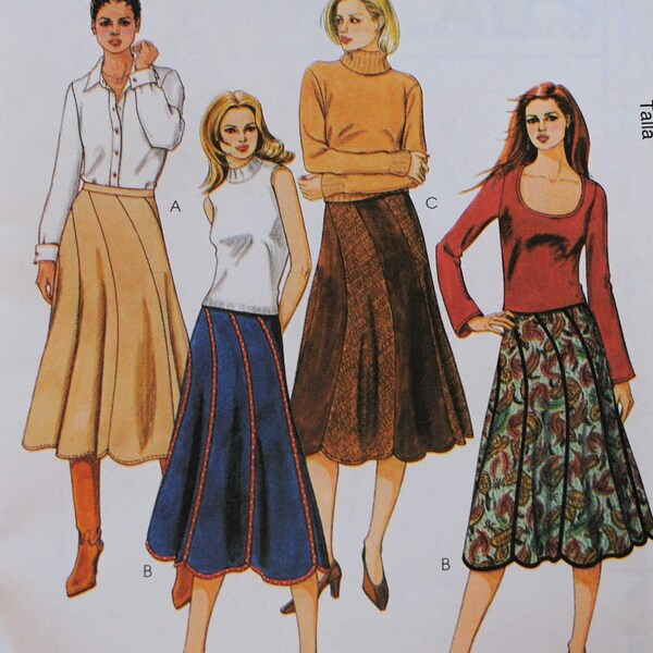 Size 4 6 8 10 UNCUT McCalls 4161 Sewing Pattern Misses Gored Scalloped Panel Skirt Waist 22" 23" 24" 25"