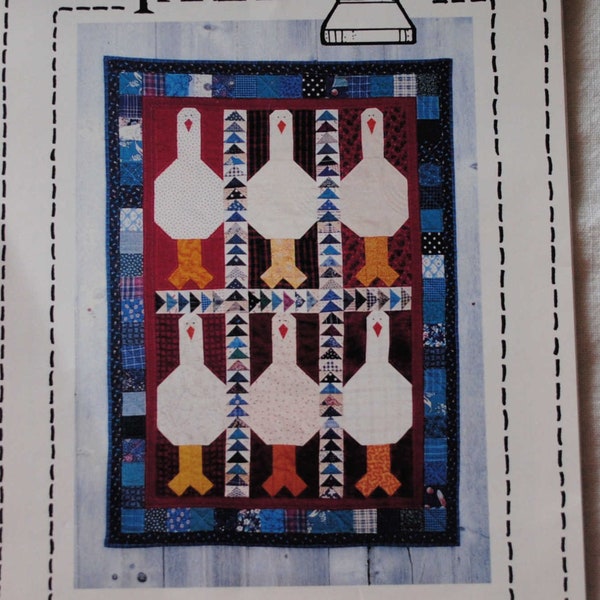 Inutilisé vintage des années 1990 rire d'oies 193 couture motif de courtepointe pays fils oiseaux patchwork courtepointe tenture murale