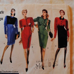 Size 12 14 16 UNCUT Vintage 1980s Vogue 2121 Sewing Pattern Misses High Waist Dress Bust 34&quot; 36&quot; 38&quot; Fitted Dress New