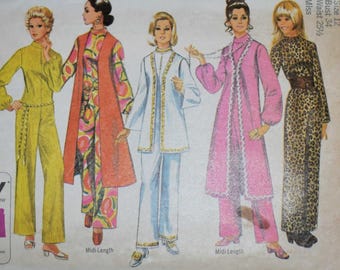 Size 12, 1970s Simplicity 9071 Sewing Pattern, Misses Jumpsuit, Jacket, Vest, Bust 34"