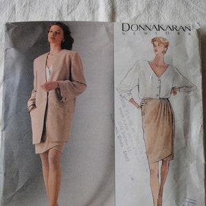 8 10 12 UNCUT Vintage 1990s Vogue 2512 Designer Sewing Pattern Misses Lined Jacket Top Dolman Sleeves Skirt Designer Donna Karan