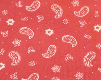 Vintage Fabric, Light Pink Knit with White Paisley Print, Sold by the Half Yard