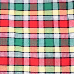 Vintage Woven Fabrics, Red Green Yellow and White, Light Weight, Sold by the Half Yard 36 Inch Wide