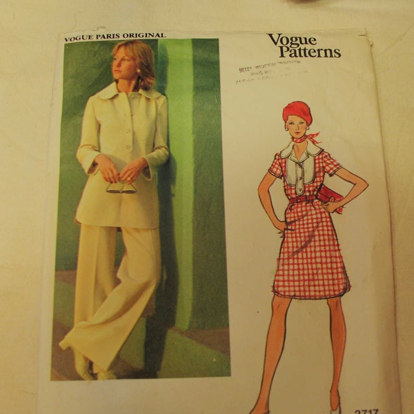 Size 10 UNCUT Vintage 1960s Vogue 2717 Sewing Pattern Designer Christian Dior Misses Dress Pants Tunic Top Bust 32.5"