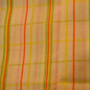 Vintage Plaid Fabric: Light Yellow with Faux Lace Stripes, Half Yard