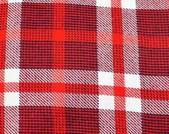 Vintage Karo-Stoff, Scarlet-Rot Schwarz und Weiß, gewebt, wird als ein Stück verkauft