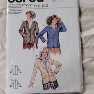 May include: A vintage Burda sewing pattern for a blazer, featuring three different styles. The pattern number is 9690 and the sizes are 36-38. The pattern is available in sizes 36 to 48.