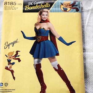 Size 6 - 14 UNCUT Simplicity 8185 Sewing Pattern Misses Super Woman Type Costume DC Bombshells