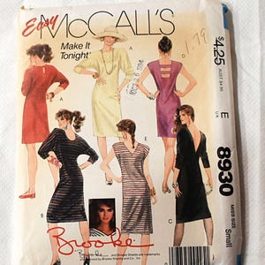 Size 10 12 UNCUT McCalls 8930 Sewing Pattern, Misses Back Detail Dress, Mini Dress