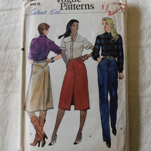 Size 8 Vintage 1990s Vogue 7508 Sewing Pattern Misses Western Blouse Yoked Back Jean Skirt Pants Bust 31.5&quot;
