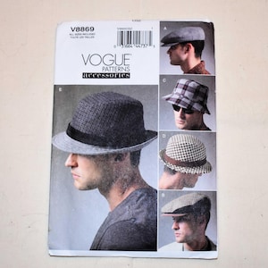 All Size UNCUT Vogue 8869 Sewing Pattern, Men's Hats Caps, Millinery Pattern