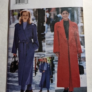 May include: A sewing pattern for a long coat with a belt. The pattern is for sizes 18-20-22. The pattern is from Butterick and the pattern number is 4666.