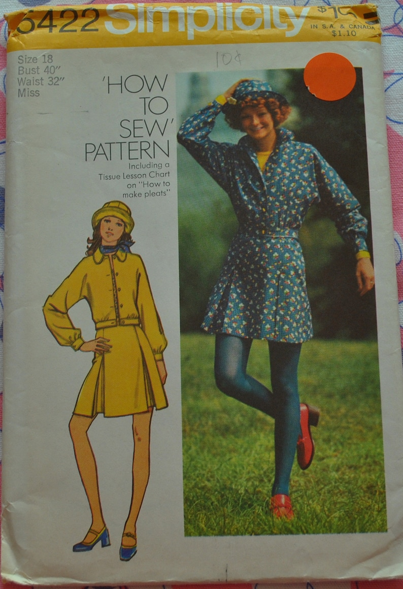 Size 18 UNCUT Vintage 1970s Simplicity 5422 Sewing Pattern image 0