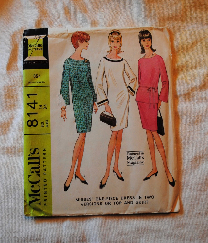 Size 14 UNCUT Vintage 1960s McCalls 8141 Sewing Pattern image 0