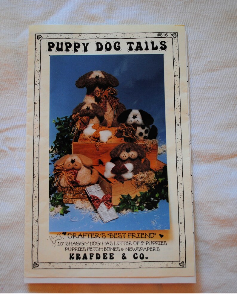 Vintage 1990s Stuffed Animals Crafter/'s Best Friend UNCUT Puppy Dog Tails Finished Size 10 and 5 Krafdee 816 Sewing Craft Pattern