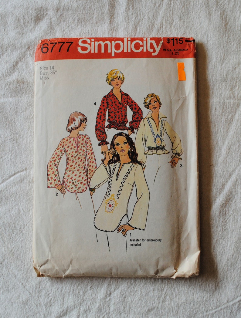 Size 14 Vintage 1970s Simplicity 6777 Sewing Pattern Misses image 0