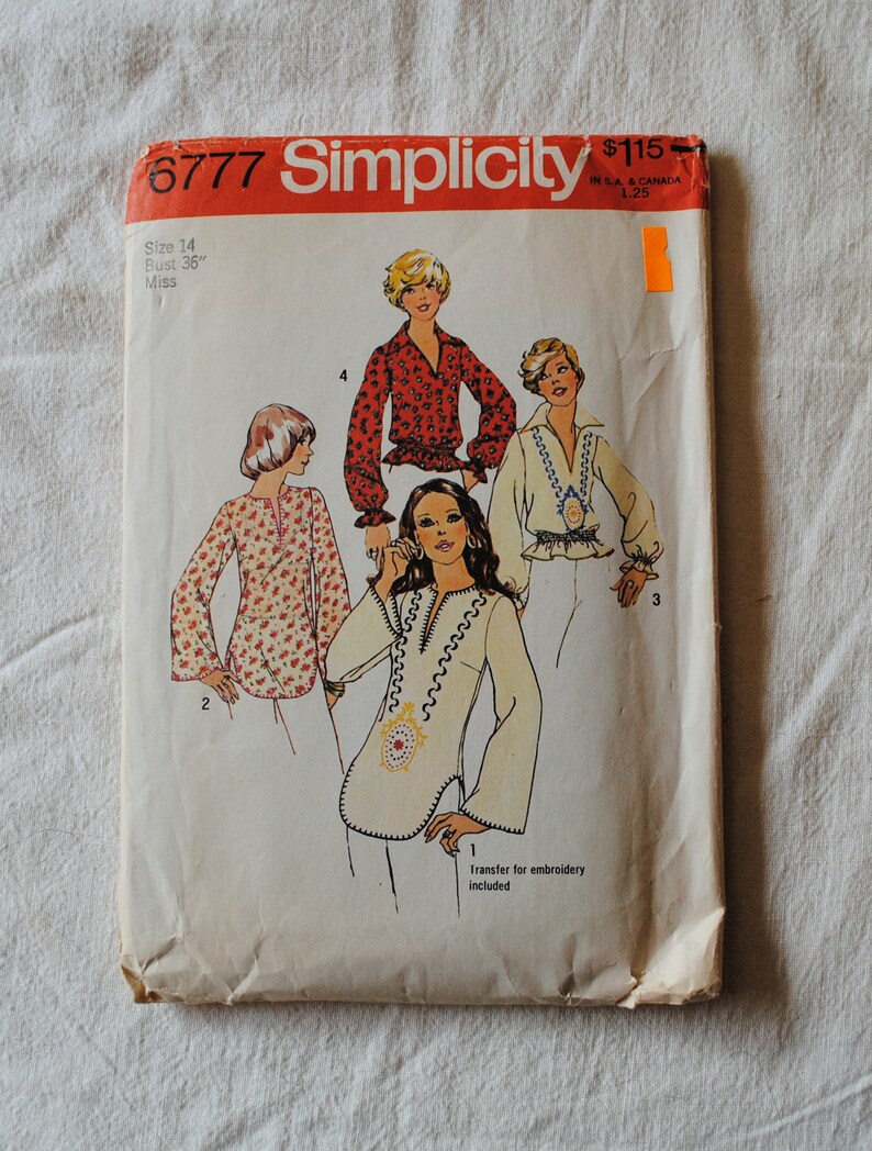 Size 14 Vintage 1970s Simplicity 6777 Sewing Pattern Misses image 0