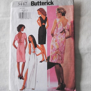 サイズ14-18 未裁断 Butterick 3447 ソーイングパターン、バックディテール付きレディースドレス、特別な機会に