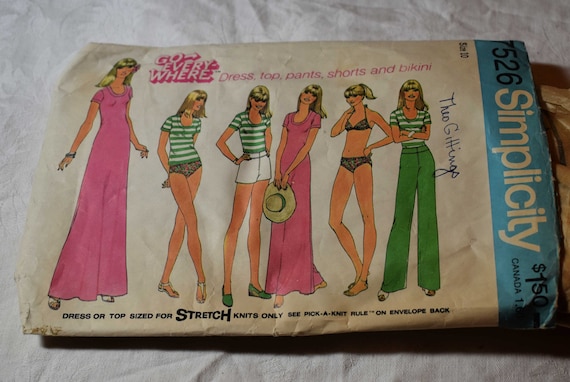 Patrón de costura Simplicity 7526, talla 10, años 70, para mujer