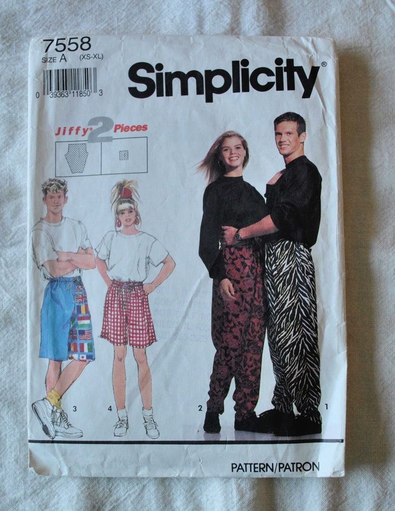 Size A XS S M L Vintage 1990 Simplicity 7558 Sewing Pattern image 0
