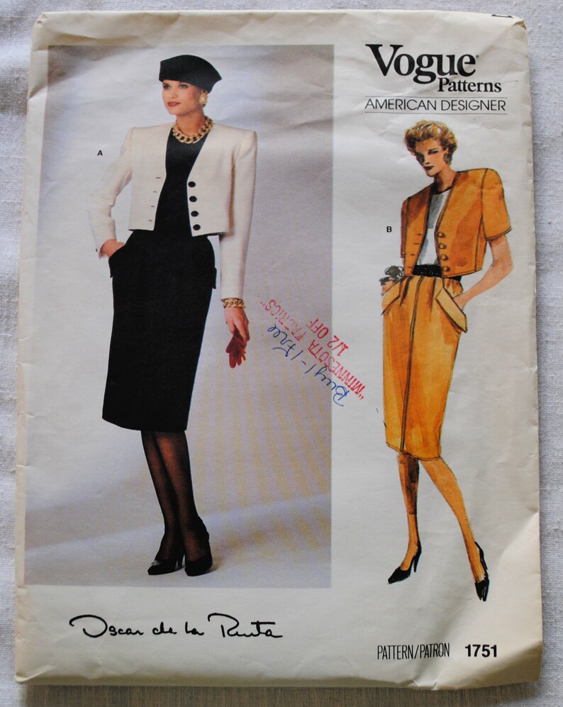Size 12 UNCUT Vintage 1980s Vogue 1751 American Designer image 0