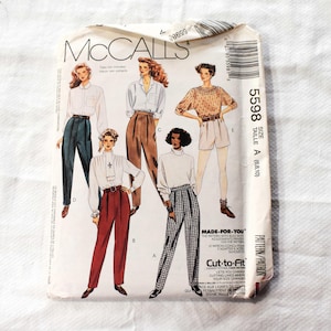 Size 6 8 10 UNCUT Vintage McCalls 5598 Sewing Pattern Misses Pants Shorts High Waist Pleated