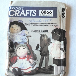1980s McCalls 8866 Doll Pattern, Blossom Babies Doll, Clothes, Faux Cabbage Patch, Soft Sculptured Doll