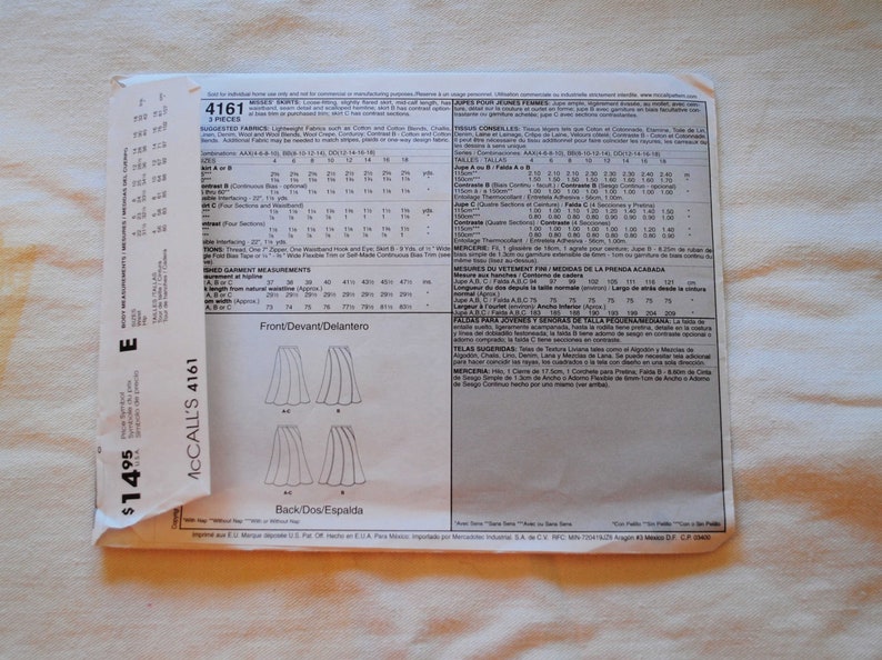 Size Aax UNCUT Waist 22 23 24 25 Misses Flared Scalloped Panel Skirt McCalls 4161 Sewing Pattern Size 4 6 8 10