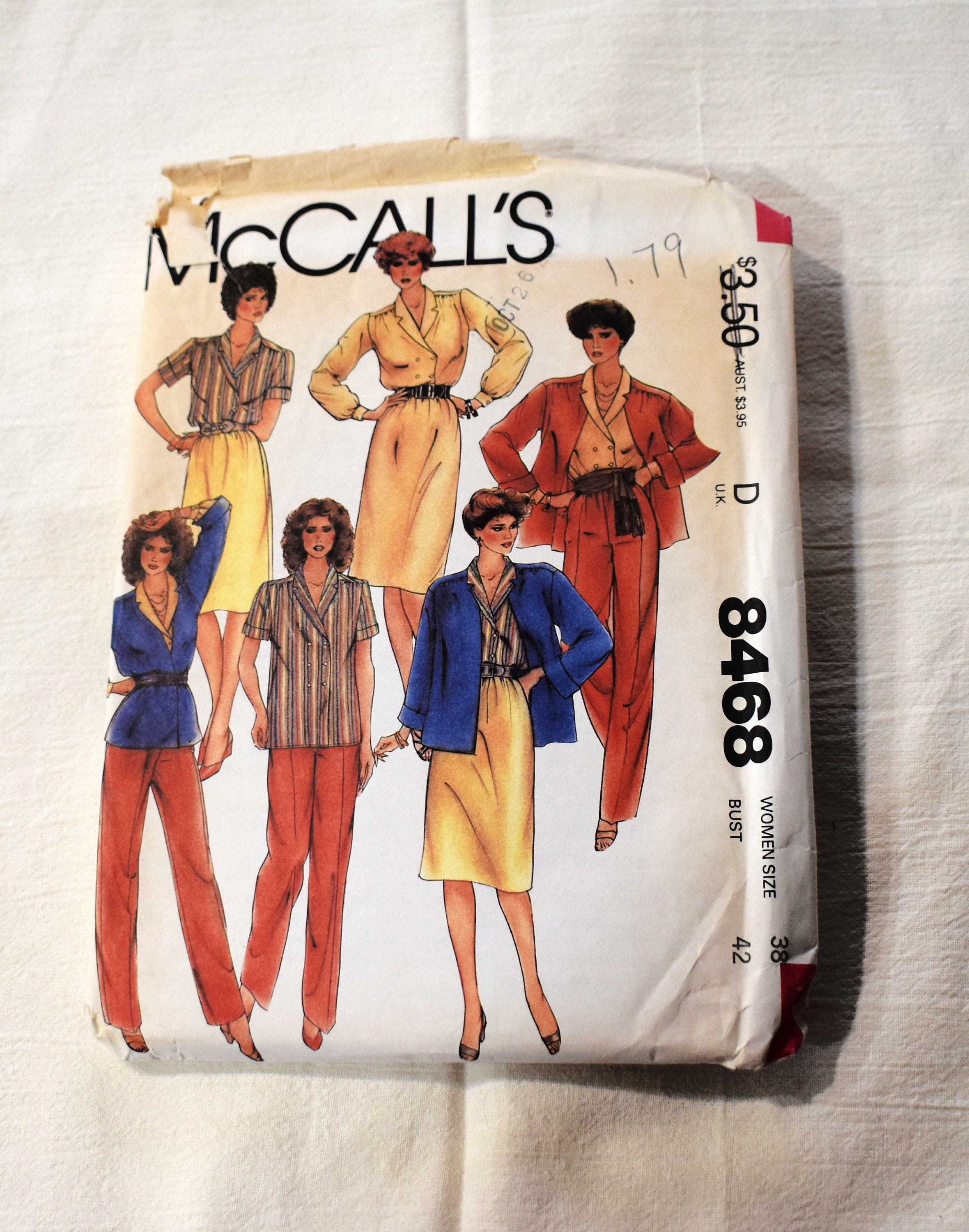 UNCUT Size 18 20, 1980s Mccalls 8468 Sewing Pattern, Misses Work