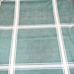 Unused Vintage 1950s Woven Fabric Green with Large White Checks Sold by the Yard 36&quot; Wide
