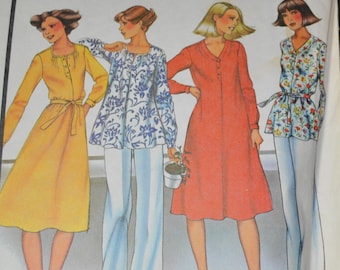Vintage McCalls 5626 Sewing Pattern, Loose Fitting Dress, Shirt, Tunic Top, Smock Top Size 24 Bust 46 UNCUT
