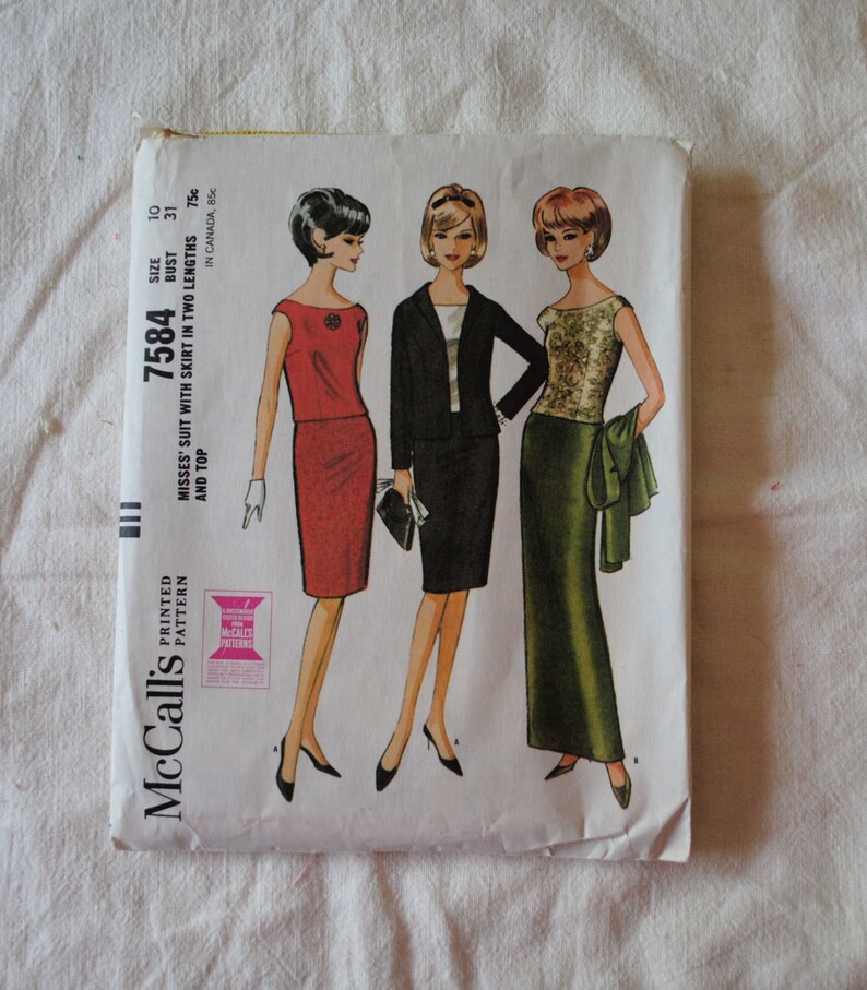 Size 10 Vintage 1960s McCalls 7584 Sewing Pattern Misses image 0