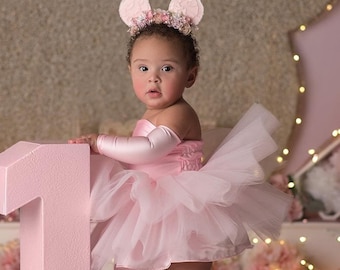 First Birthday Dress, Girls Pink Birthday Outfit, First Birthday Tutu, Pink Tutu Dress for First Birthday, First Birthday Outfit for Girl