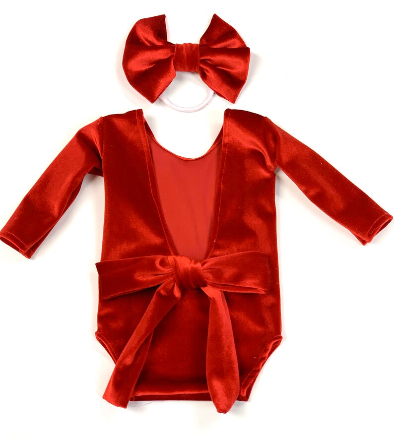 newborn red velvet christmas dress