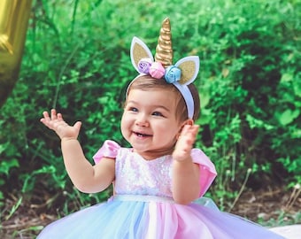 Baby girl 1st birthday unicorn outfit sales