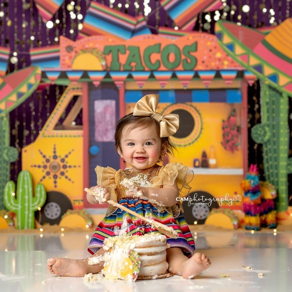 Baby Girl Mexican Set, Traje 5 de Mayo, Set Primavera Mexicana, Vestido de fiesta de zarape para niñas, vestido de cumpleaños temático mexicano