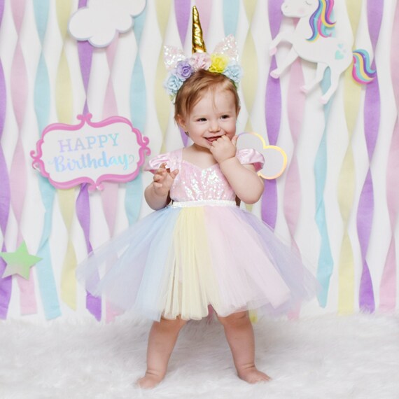 unicorn first birthday dress
