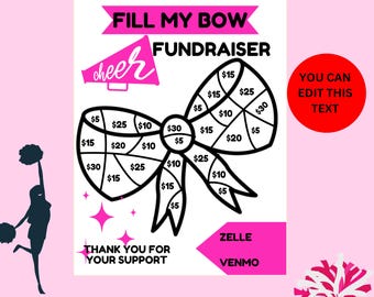 Zbiórka funduszy Fill My Bow Cheer, zbiórka funduszy dla cheerleaderek szkolnych, zbiórka funduszy dla cheerleaderek, sponsorowanie zbiórki funduszy dla cheerleaderek szkolnych, kokarda do druku