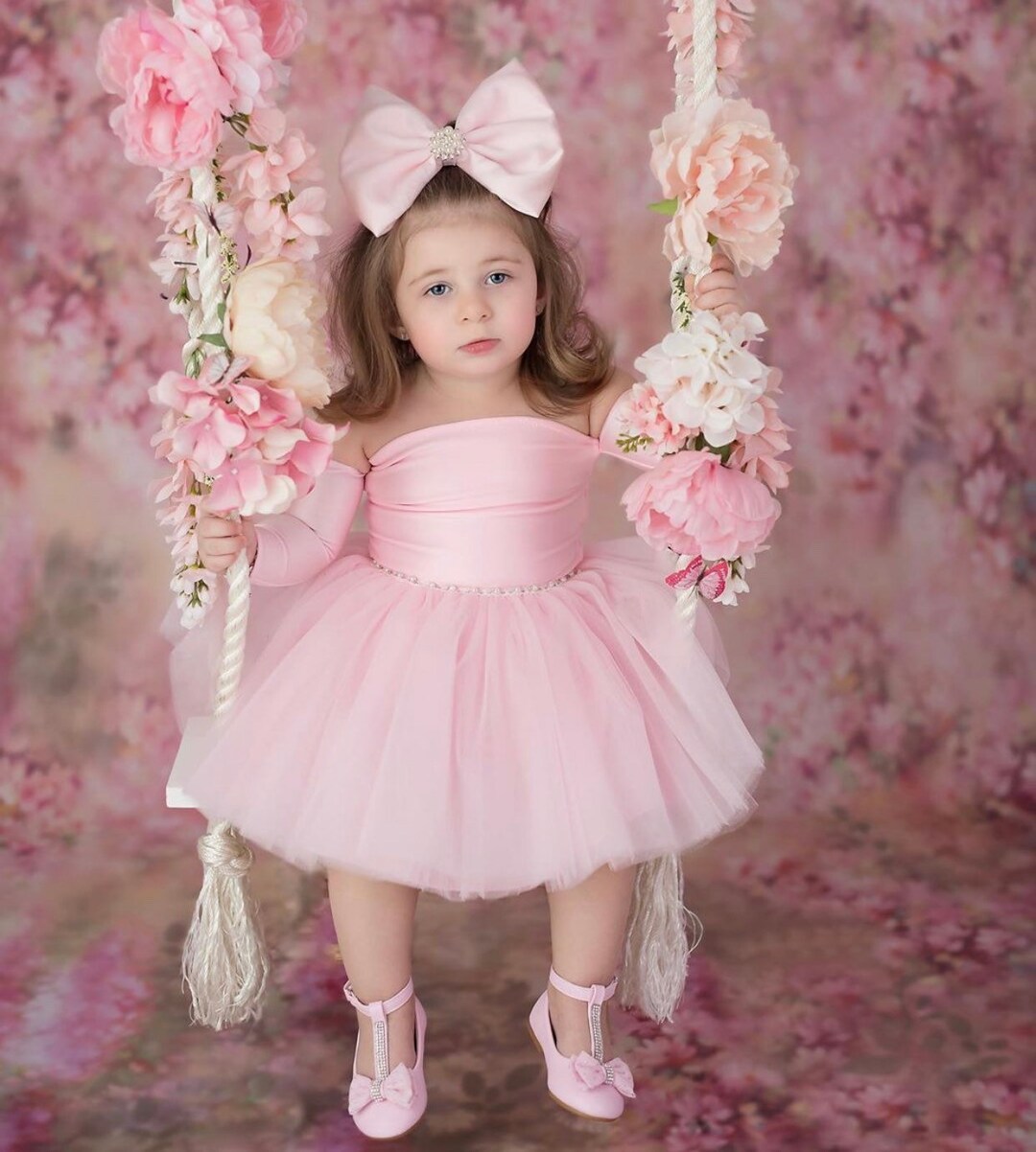 First Birthday Dress, Girls Pink Birthday Outfit, First Birthday Tutu