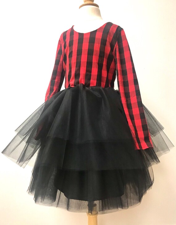 buffalo plaid tutu dress