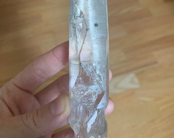 Lemurian Seed quartz crystal Brazil with keys, aggregator, striations.