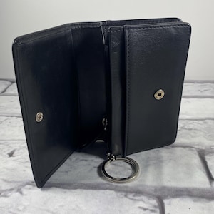 Coach Black Leather Multifunction Wallet with Key Ring