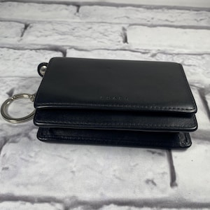 Vintage Coach Black Leather Multifunction Wallet with Key Ring