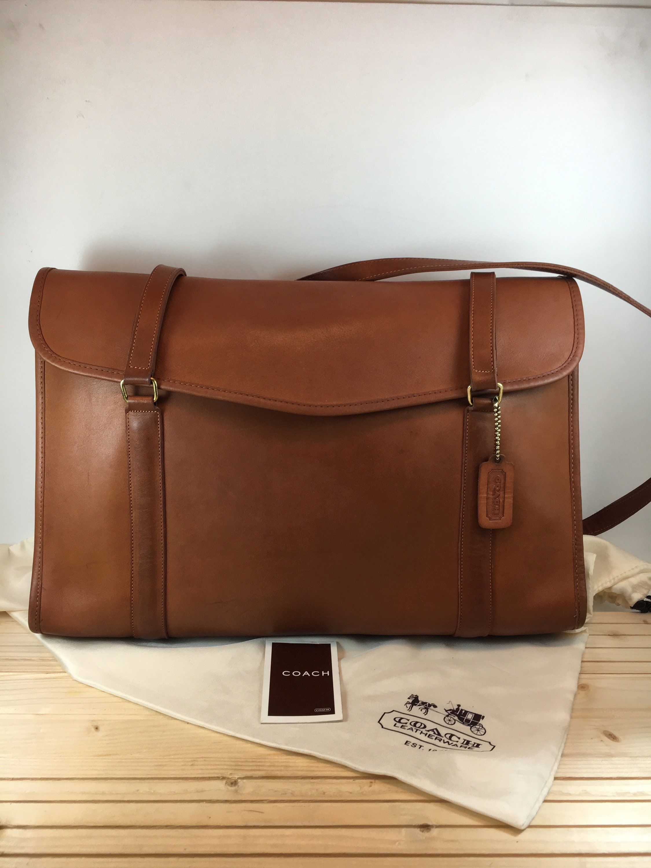 バッグ Coach Vintage Business Case Leather Genuine Vintage COACH Tan Leather Lexington Briefcase