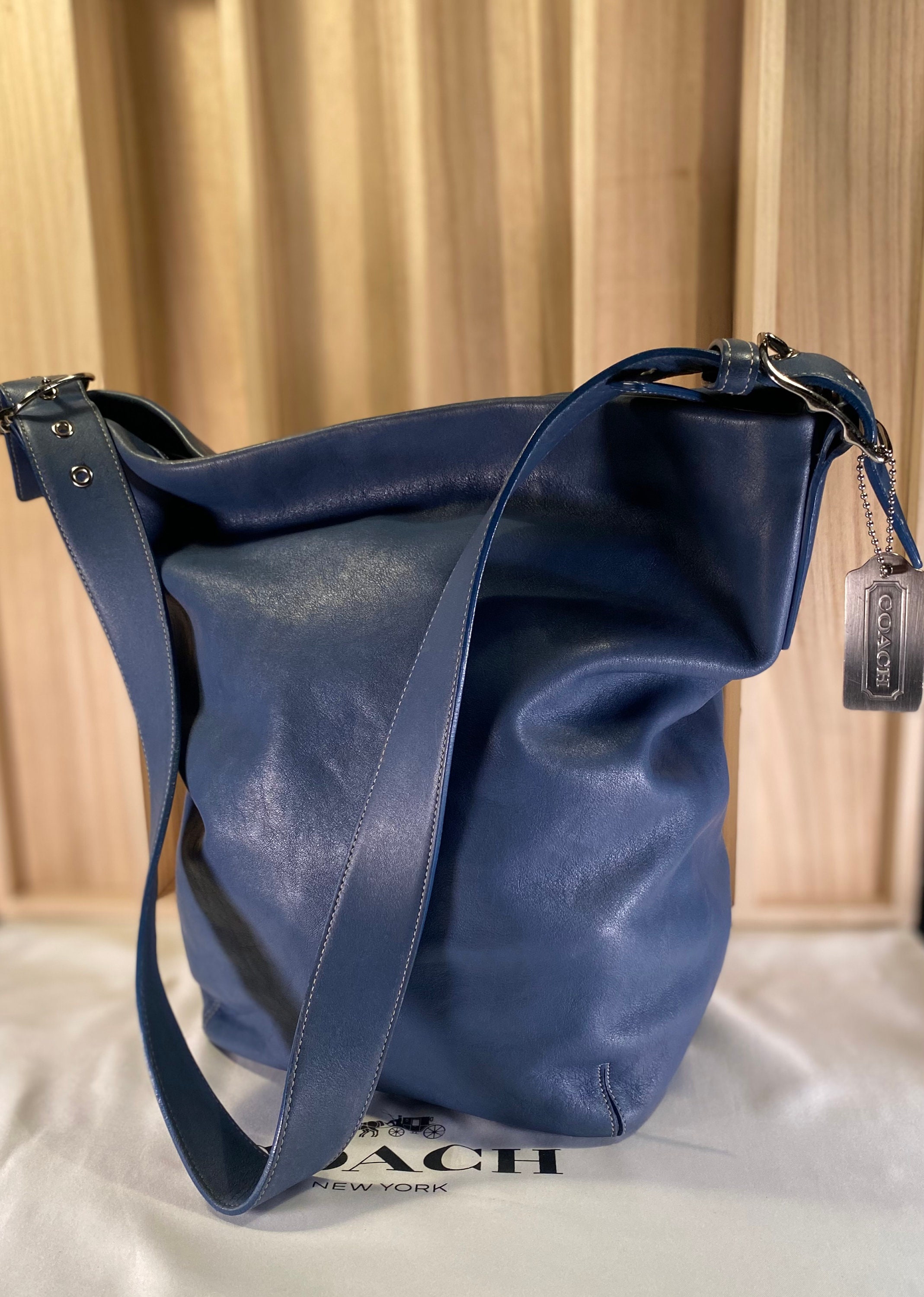Coach blue leather tote new arrivals