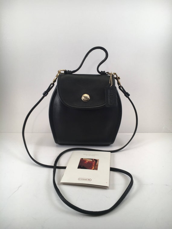 Vintage Coach Black Leather Derby Crossbody Top handle Bag Solid Brass Hardware Style 9904 USA Etsy