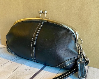 Vintage Coach Black Leather Zip Coin Wallet Case Purse - Etsy